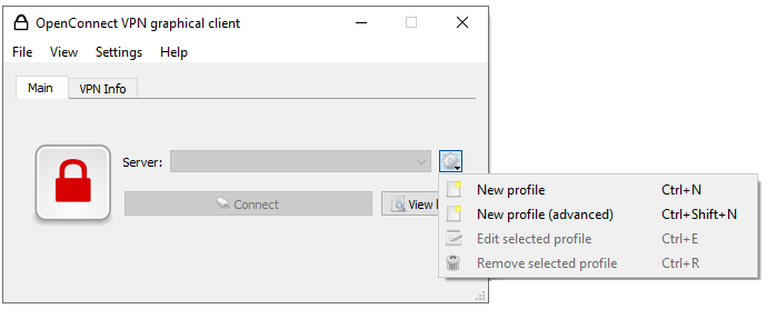 OpenConnect Main Window