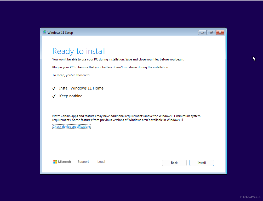 Ready to install screen